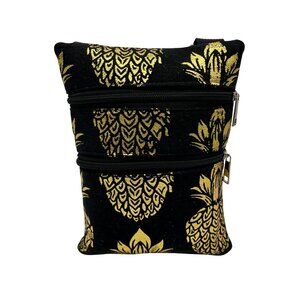 Black and Gold Fabric Crossbody Bag